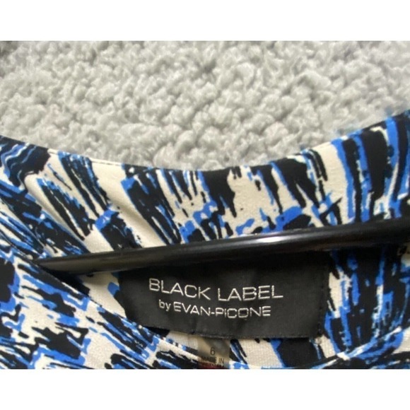 Black Label Evan Picone Dress Womens 6 Blue Stretch Wrap Long Sleeve - Picture 4 of 9